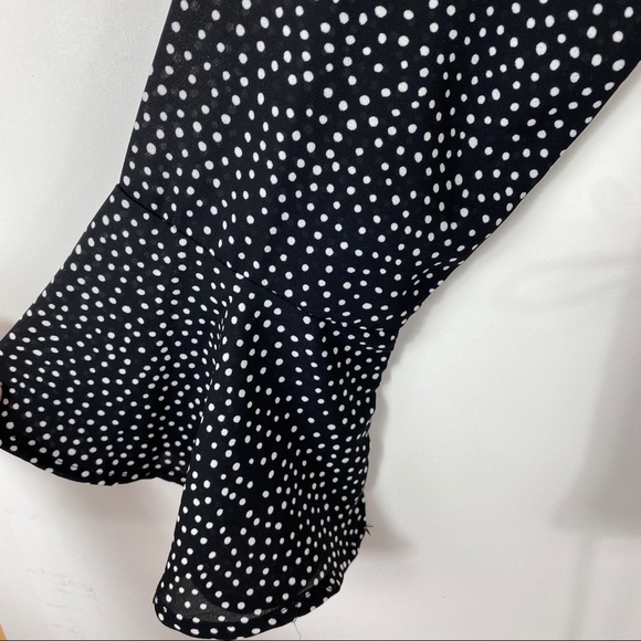 Lulus Love is Enough Black Polka Dot Wrap Top Sz L - Picture 10 of 13